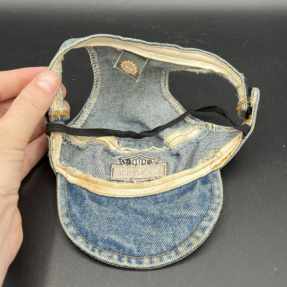 HARLEY DAVIDSON‎ Dog Cat Biker Denim Hat - Embroidered Patch - Medium